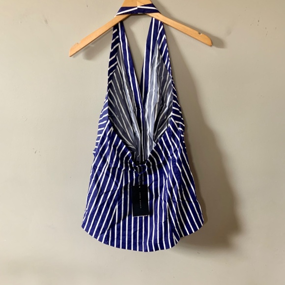 Zara Blue & White Striped Tie Front Halter Top NWT - Picture 5 of 5
